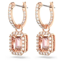 Una drop earrings, Octagon cut, Pink, Rose gold-tone plated by SWAROVSKI