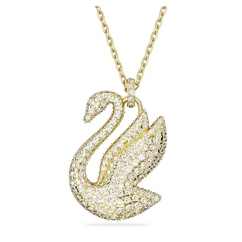 Swan pendant, Swan, Large, Red, Gold-tone plated by SWAROVSKI