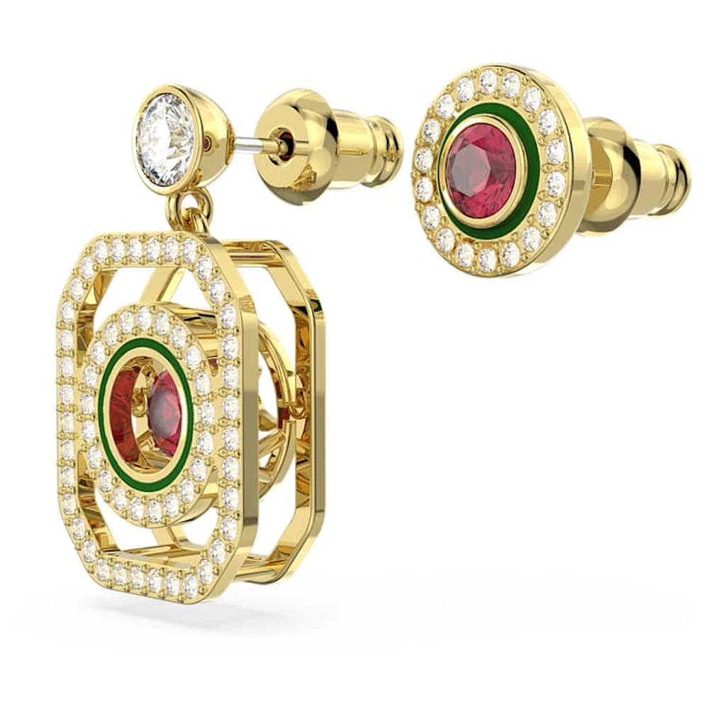 Alea drop earrings, Asymmetrical design, Multicoloured, Gold-tone plated by SWAROVSKI