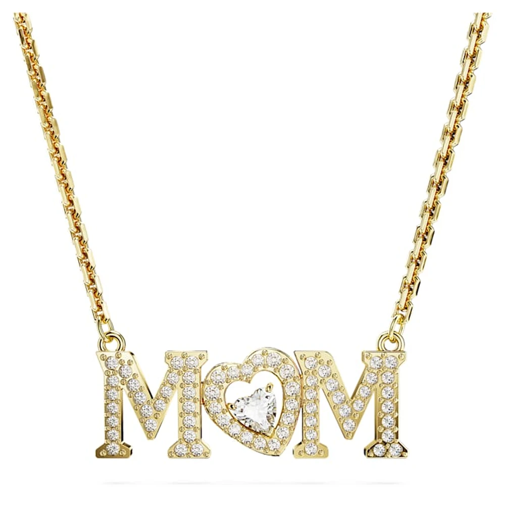 Mother’s Day necklace, Heart, White, Gold-tone plated by SWAROVSKI