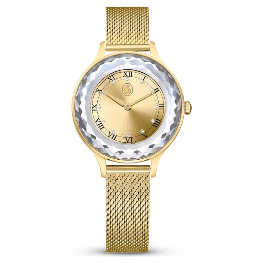 Octea Nova watch, Swiss Made, Metal bracelet, Gold tone, Gold-tone finish by SWAROVSKI