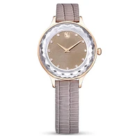 Octea Nova watch, Swiss Made, Leather strap, Beige, Rose gold-tone finish by SWAROVSKI