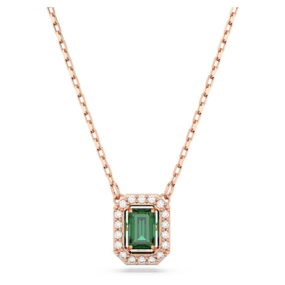 Una necklace, Octagon cut, Green, Rose gold-tone plated by SWAROVSKI