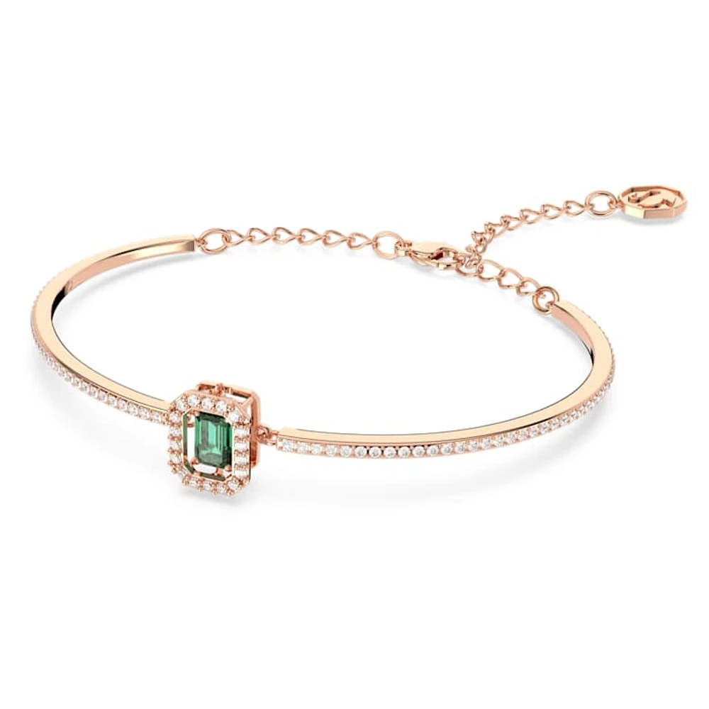 Una bangle, Octagon cut, Pavé, Green, Rose gold-tone plated by SWAROVSKI