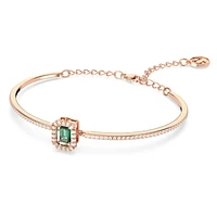 Una bangle, Octagon cut, Pavé, Green, Rose gold-tone plated by SWAROVSKI