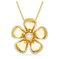 Idyllia pendant, Flower, Large, Yellow, Gold-tone plated by SWAROVSKI