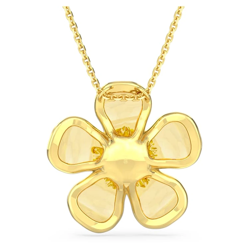 Idyllia pendant, Flower, Large, Yellow, Gold-tone plated by SWAROVSKI