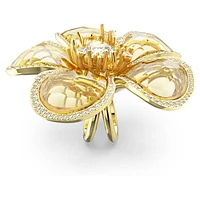 Idyllia cocktail ring, Flower, Yellow, Gold-tone plated by SWAROVSKI