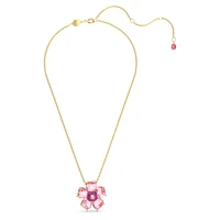 Idyllia necklace, Flower, Pink, Gold-tone plated by SWAROVSKI