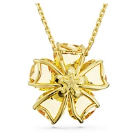 Idyllia necklace, Flower, Yellow, Gold-tone plated by SWAROVSKI