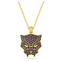 Marvel Black Panther pendant, Black Panther, Purple, Gold-tone plated by SWAROVSKI