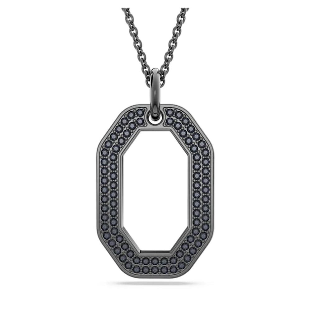 Dextera pendant, Octagon shape, Small, Black, Ruthenium plated by SWAROVSKI