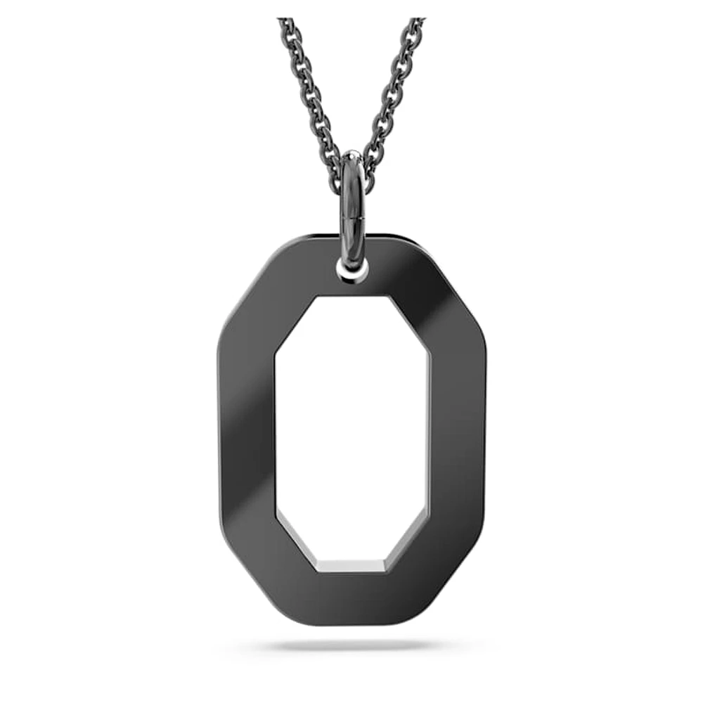 Dextera pendant, Octagon shape, Small, Black, Ruthenium plated by SWAROVSKI