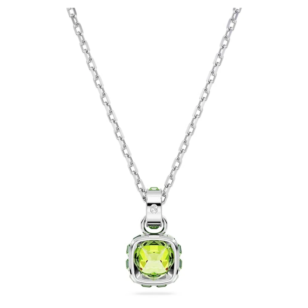 Birthstone pendant, Square cut, August, Green, Rhodium plated by SWAROVSKI