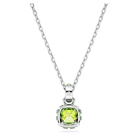 Birthstone pendant, Square cut, August, Green, Rhodium plated by SWAROVSKI