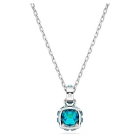 Birthstone pendant, Square cut, December, Blue, Rhodium plated by SWAROVSKI