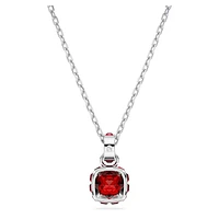 Birthstone pendant, Square cut, January, Red, Rhodium plated by SWAROVSKI