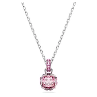 Birthstone pendant, Square cut, October, Pink, Rhodium plated by SWAROVSKI