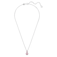 Birthstone pendant, Square cut, October, Pink, Rhodium plated by SWAROVSKI