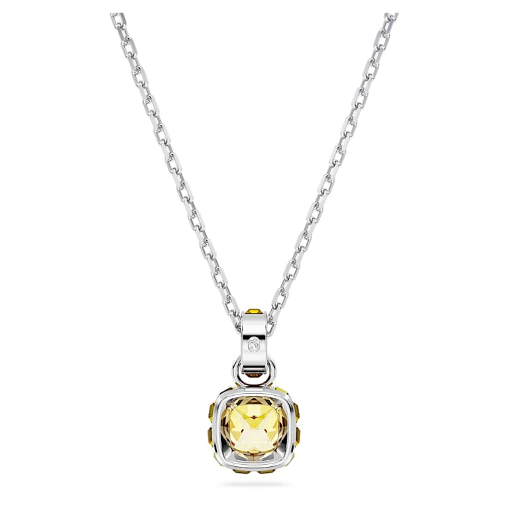 Birthstone pendant, Square cut, November, Yellow, Rhodium plated by SWAROVSKI