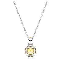 Birthstone pendant, Square cut, November, Yellow, Rhodium plated by SWAROVSKI