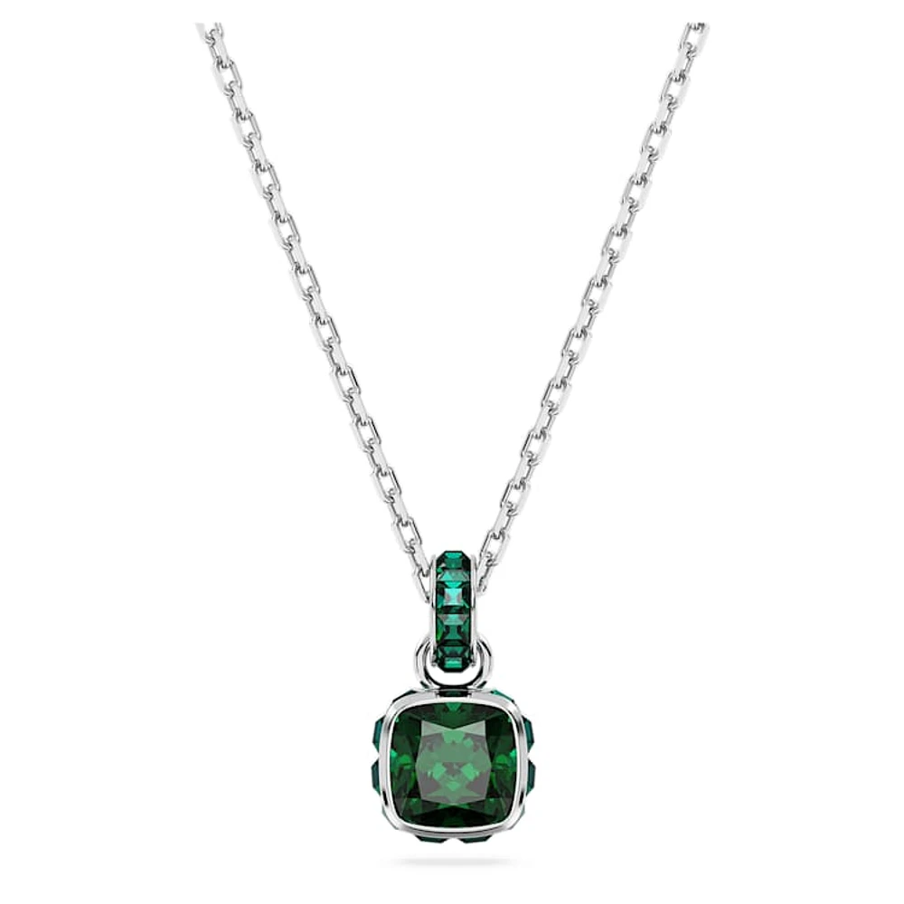 Birthstone pendant, Square cut, May, Green, Rhodium plated by SWAROVSKI