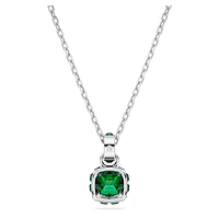 Birthstone pendant, Square cut, May, Green, Rhodium plated by SWAROVSKI