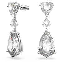 Mesmera drop earrings, Mixed cuts, White, Rhodium plated by SWAROVSKI