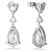 Mesmera drop earrings, Mixed cuts, White, Rhodium plated by SWAROVSKI