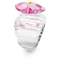 Idyllia cocktail ring, Flower, Pink, Rhodium plated by SWAROVSKI