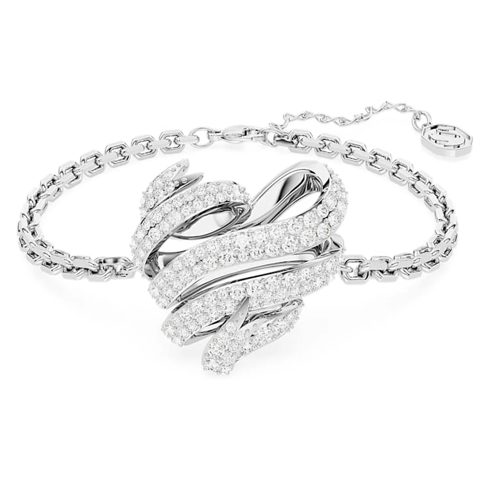 Hyperbola bracelet, Heart, White, Rhodium plated by SWAROVSKI