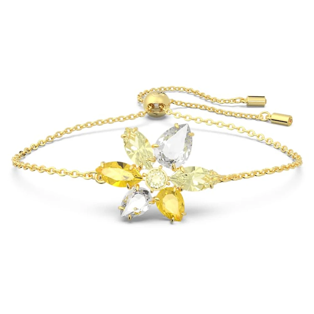 Gema bracelet, Mixed cuts, Flower, Yellow, Gold-tone plated by SWAROVSKI