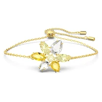 Gema bracelet, Mixed cuts, Flower, Yellow, Gold-tone plated by SWAROVSKI