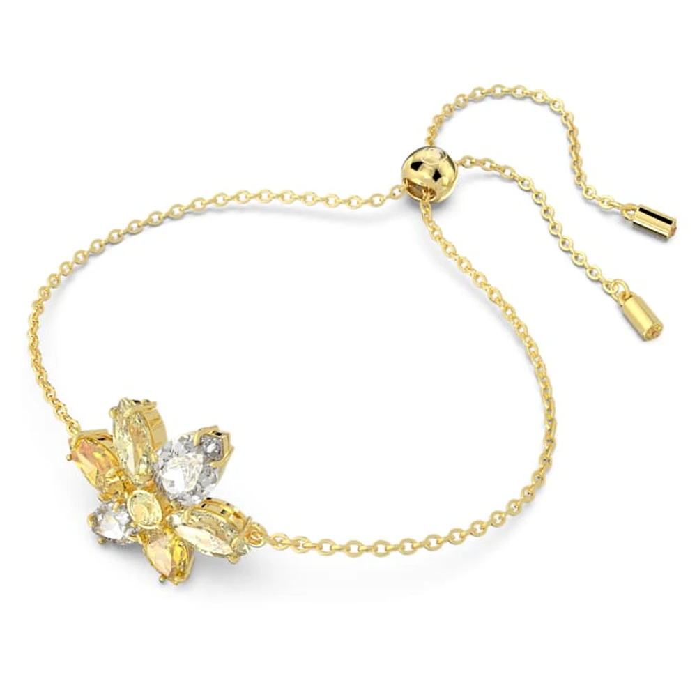 Gema bracelet, Mixed cuts, Flower, Yellow, Gold-tone plated by SWAROVSKI