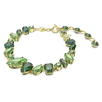 Gema bracelet, Mixed cuts, Green, Gold-tone plated by SWAROVSKI