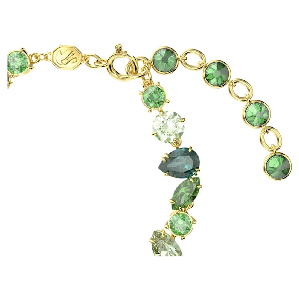 Gema bracelet, Mixed cuts, Green, Gold-tone plated by SWAROVSKI