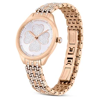 Attract watch, Swiss Made, Clover, Crystal bracelet, Rose gold tone, Rose gold-tone finish by SWAROVSKI