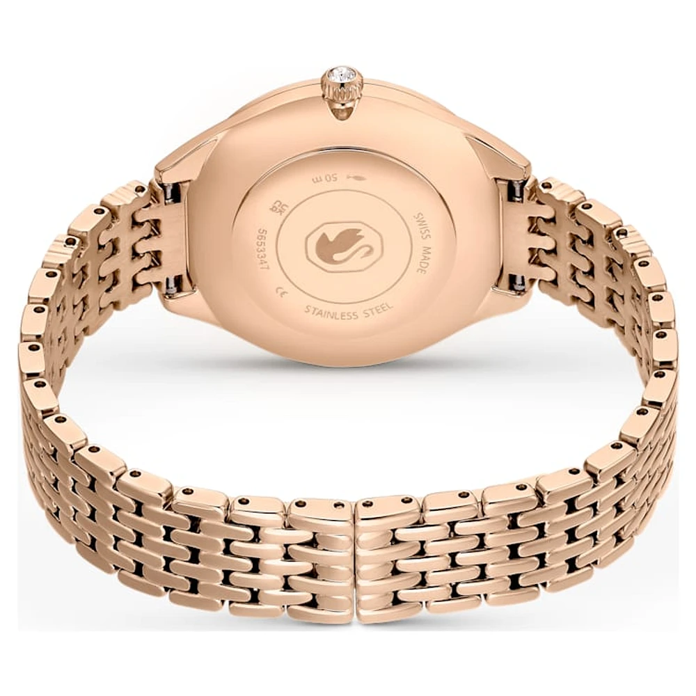 Attract watch, Swiss Made, Clover, Crystal bracelet, Rose gold tone, Rose gold-tone finish by SWAROVSKI