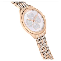 Attract watch, Swiss Made, Clover, Crystal bracelet, Rose gold tone, Rose gold-tone finish by SWAROVSKI