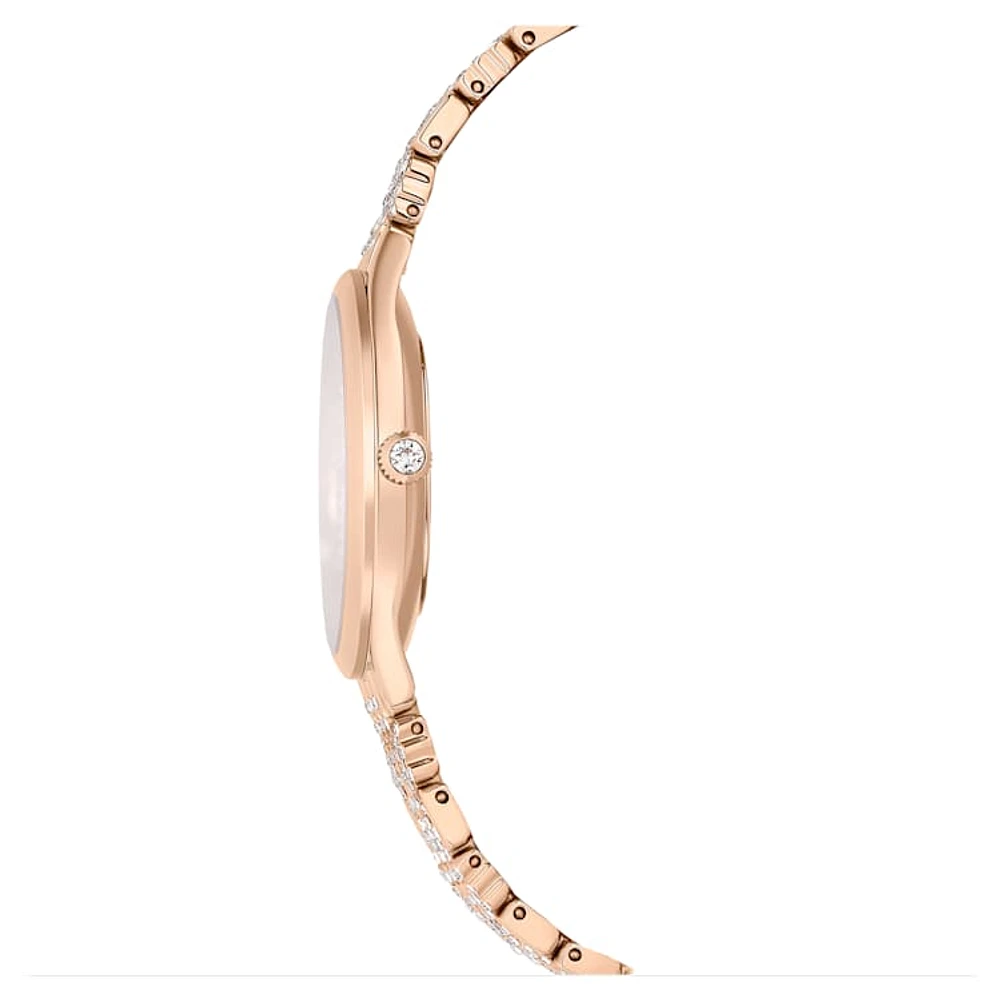 Attract watch, Swiss Made, Clover, Crystal bracelet, Rose gold tone, Rose gold-tone finish by SWAROVSKI