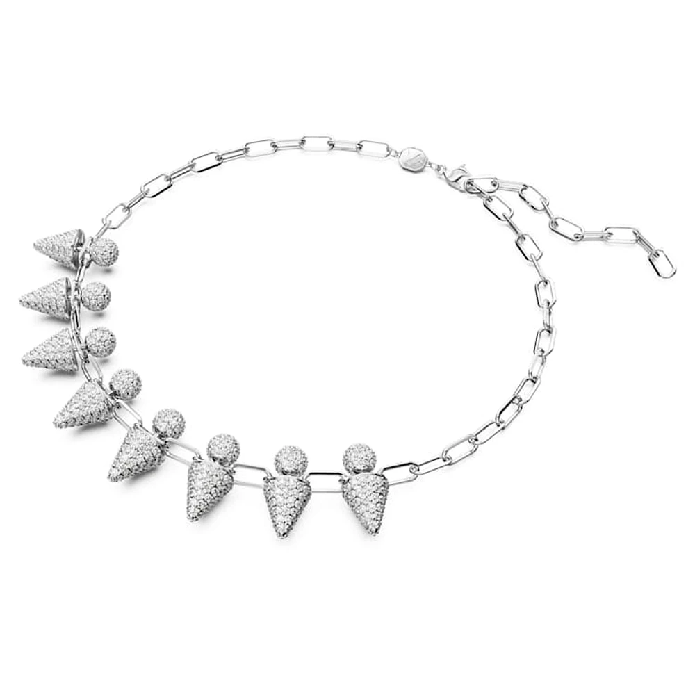 Sublima necklace, Moon, White, Rhodium plated by SWAROVSKI