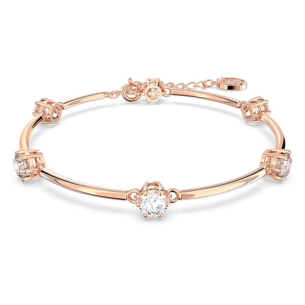 Constella bangle, Round cut, White, Rose gold-tone plated by SWAROVSKI