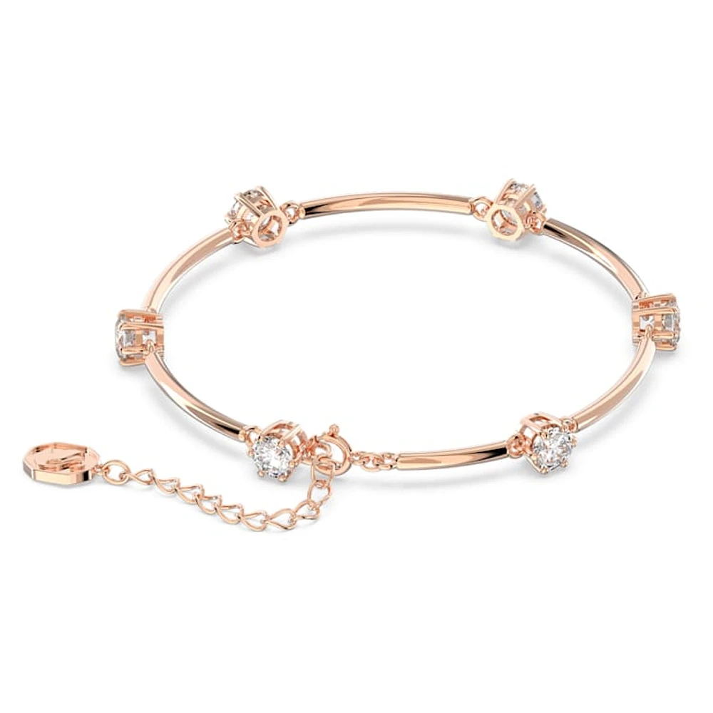 Constella bangle, Round cut, White, Rose gold-tone plated by SWAROVSKI