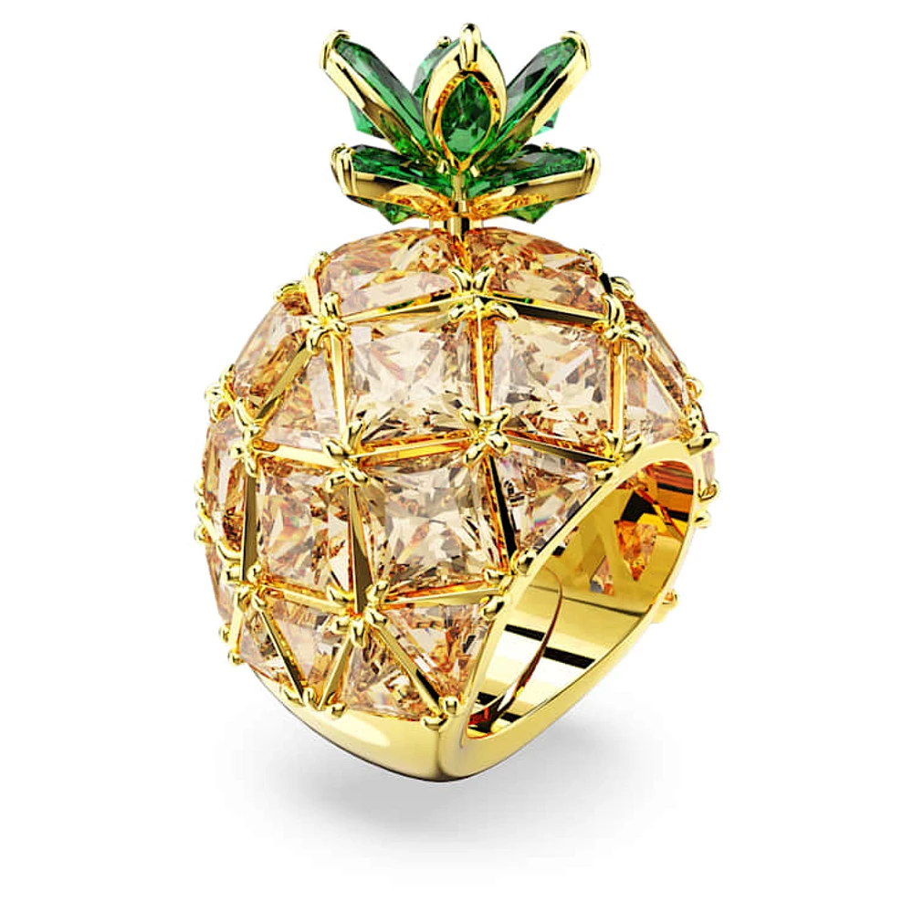 Idyllia cocktail ring, Pineapple, Multicoloured, Gold-tone plated by SWAROVSKI