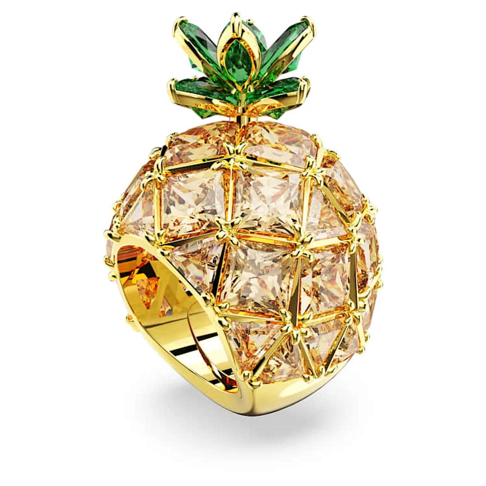 Idyllia cocktail ring, Pineapple, Multicoloured, Gold-tone plated by SWAROVSKI