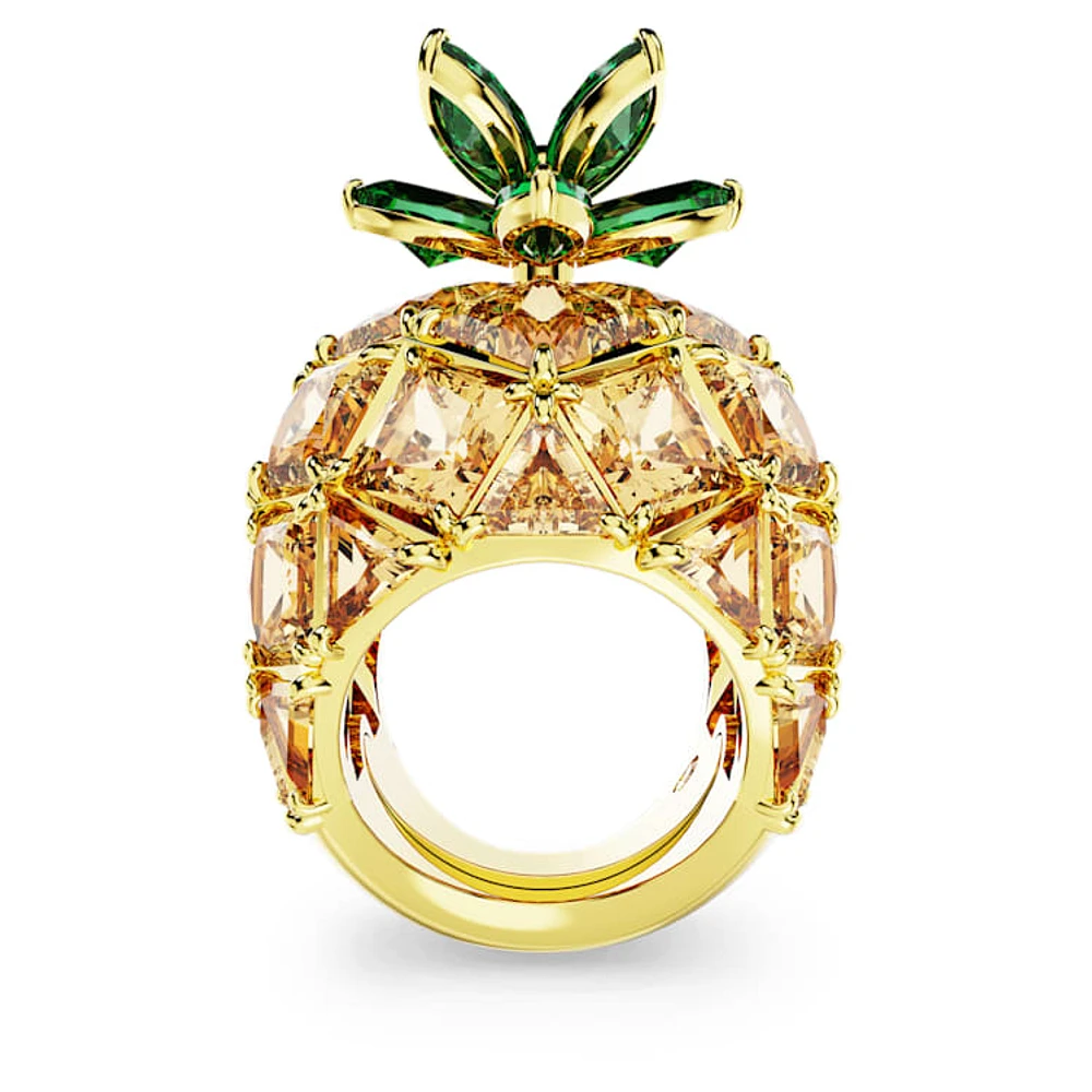 Idyllia cocktail ring, Pineapple, Multicoloured, Gold-tone plated by SWAROVSKI