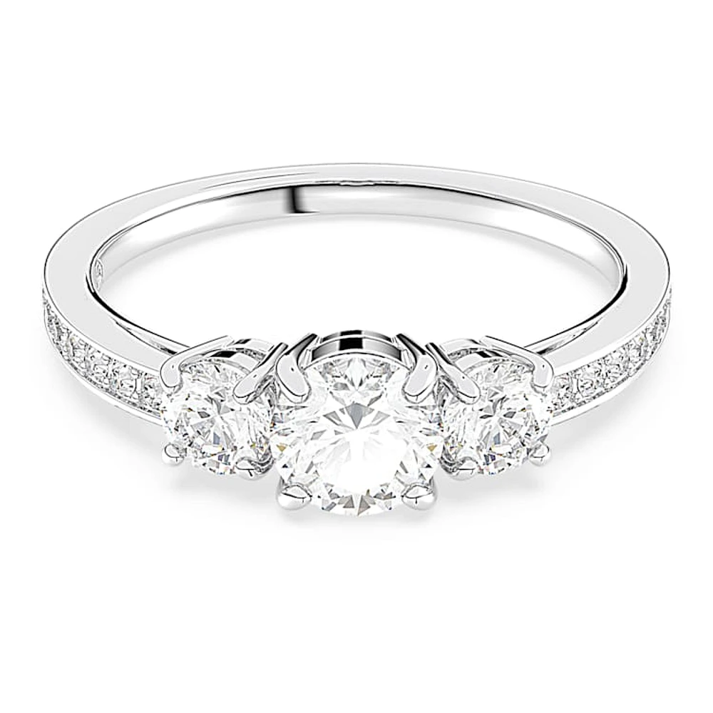 Stilla Attract ring, Round cut, White, Silver-tone finish by SWAROVSKI