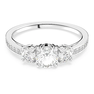 Stilla Attract ring, Round cut, White, Silver-tone finish by SWAROVSKI