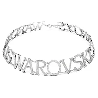 Wordmark choker, Swarovski, White, Rhodium plated by SWAROVSKI