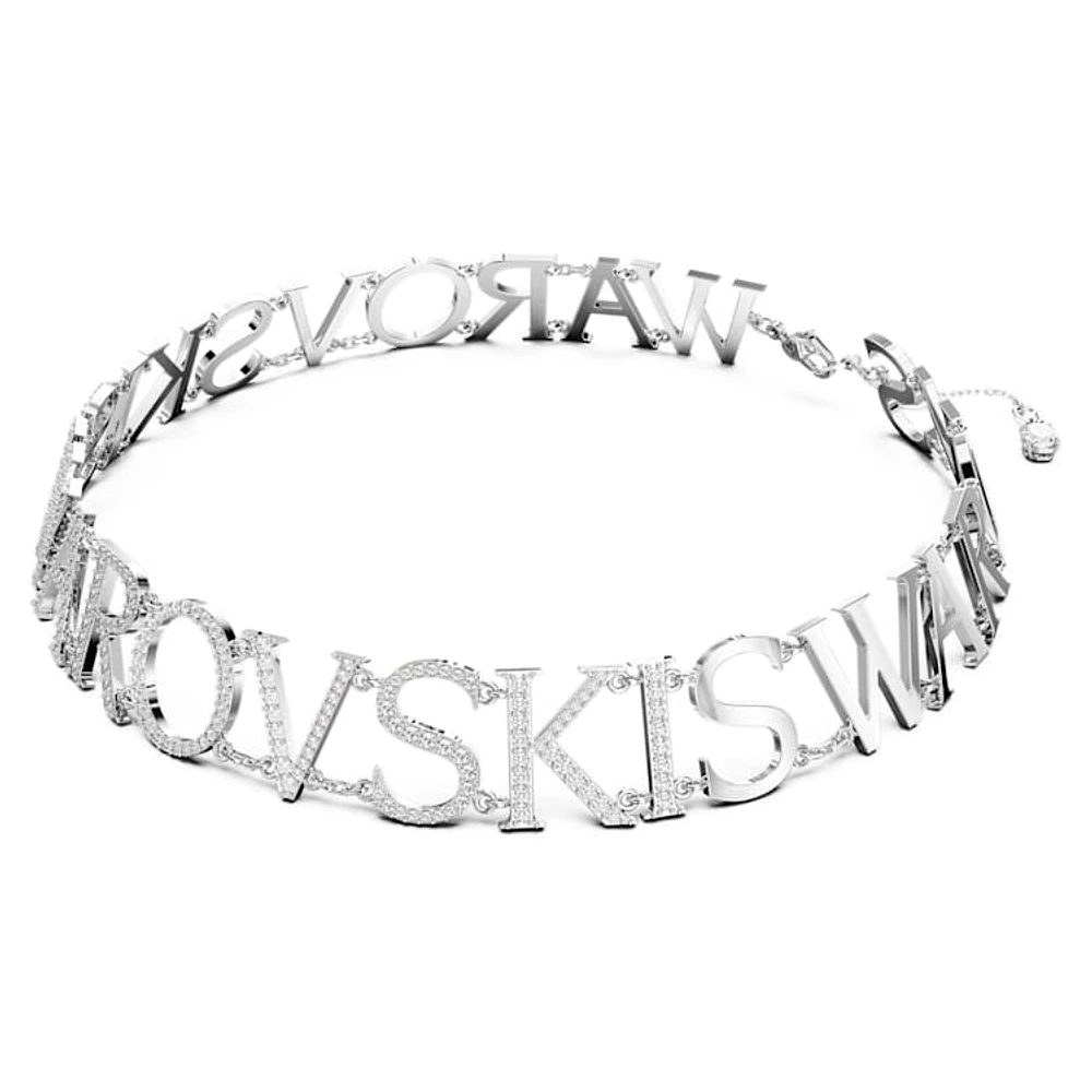 Wordmark choker, Swarovski, White, Rhodium plated by SWAROVSKI